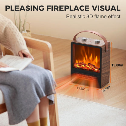 Electric Fireplace Heater 1500W/750W with 3D LED Flame
