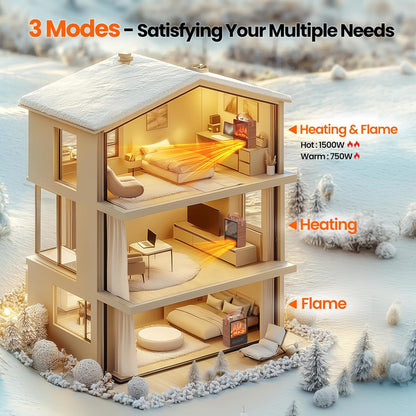 Electric Fireplace Heater 1500W/750W with 3D LED Flame