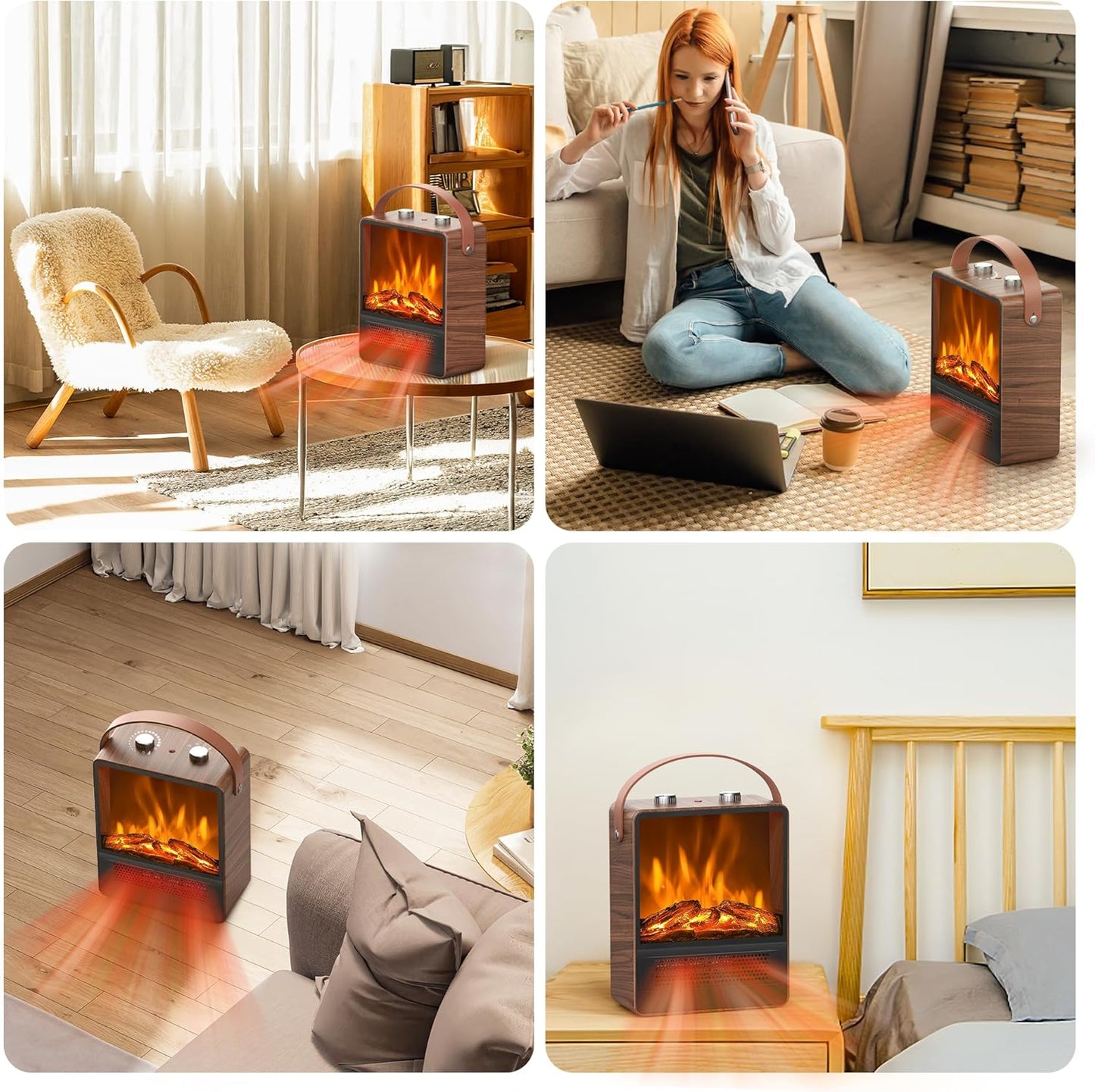 Electric Fireplace Heater 1500W/750W with 3D LED Flame